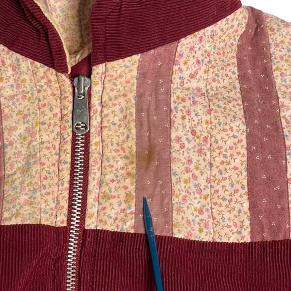 1970s Handmade Patchwork Quilted & Corduroy Zip Hoodie Jacket โ Women's Size S-M - Picture 8 of 9